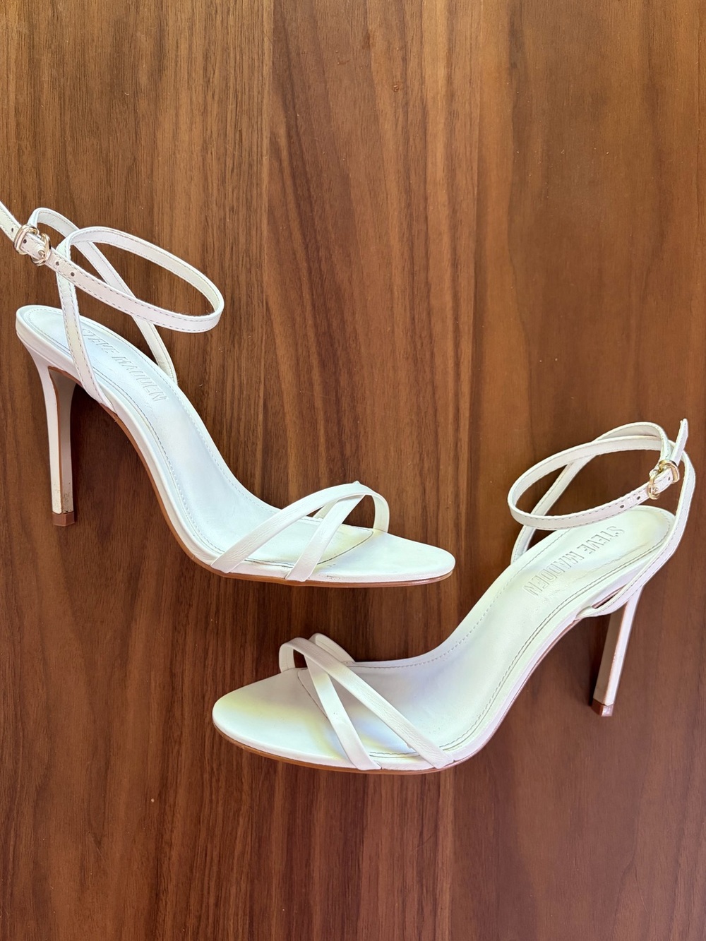 Steve Madden Jypsey White Leather Strappy High Heel